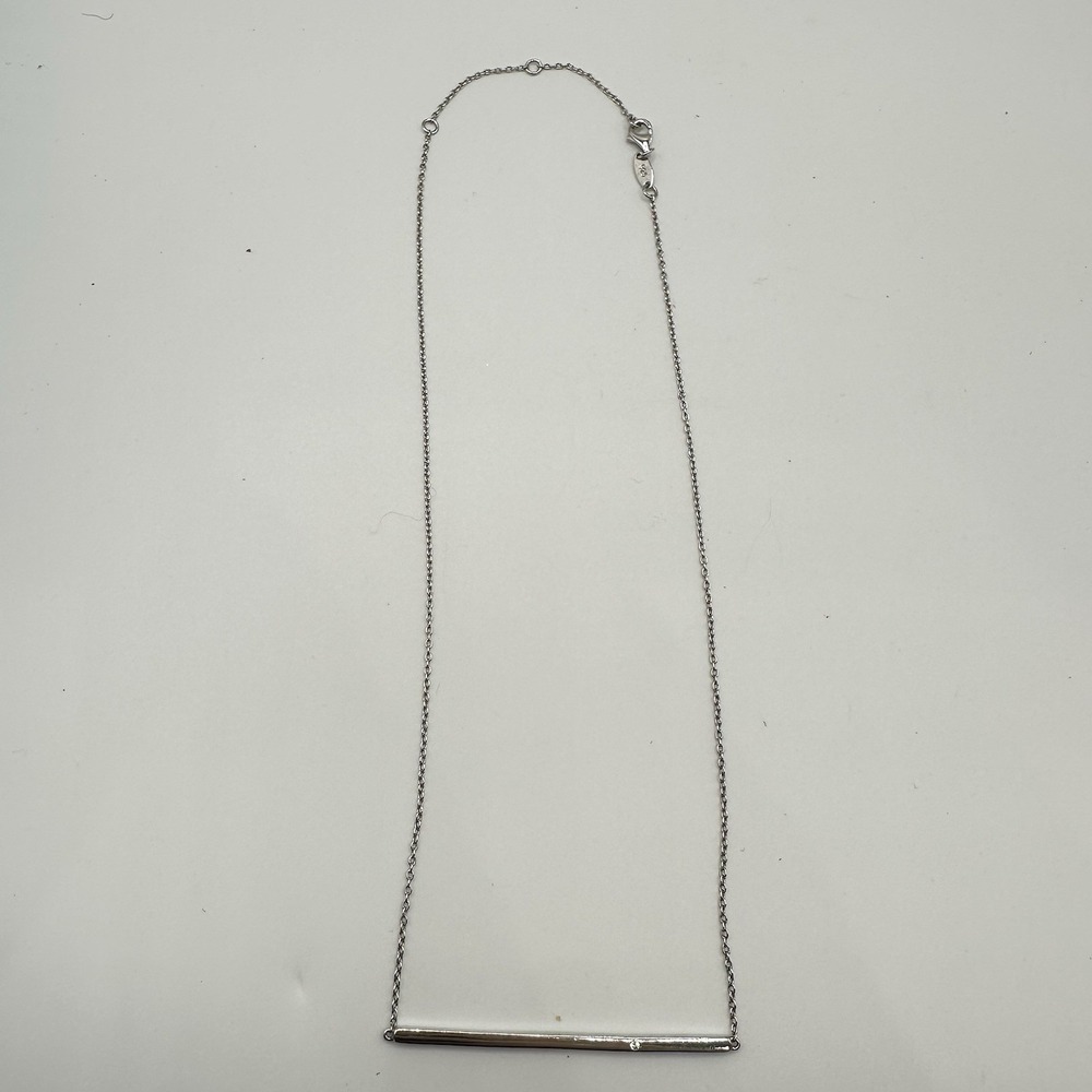 Lafonn 925 Horizontal Bar Diamond & Sterling Silver Necklace 16 In‎
